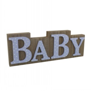 PLAQUE BLUE POLKA LETTERING BABY